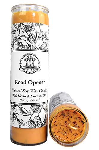 Road Opener Scented 7 Day Soy Herbal Spell Candle (Fixed) | Love, Money Drawing, Prosperity, Manifestation & Success | Wiccan, Pagan, Hoodoo, Magick Intentions, Rituals & Spells