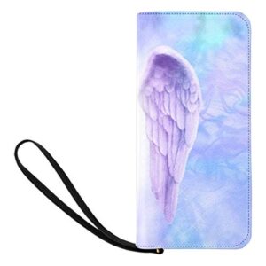 InterestPrint Lilac Angel Wings with White Light Women's Clutch Purse Card Holder Organizer Ladies Purse