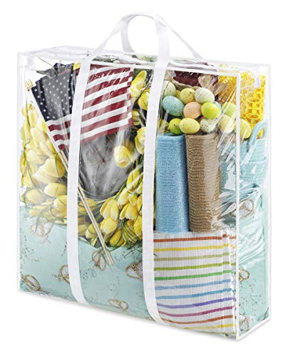 Whitmor Jumbo Everyday Holiday Bag, Seasonal Storage for Easter, Fourth of July, Fall & Christmas, Clear/White