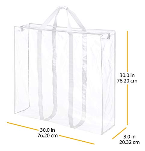 Whitmor Jumbo Everyday Holiday Bag, Seasonal Storage for Easter, Fourth of July, Fall & Christmas, Clear/White