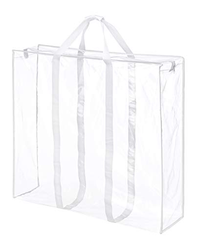 Whitmor Jumbo Everyday Holiday Bag, Seasonal Storage for Easter, Fourth of July, Fall & Christmas, Clear/White