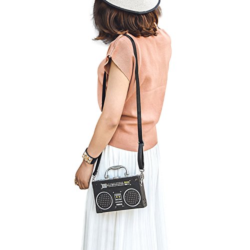 KUANG! Women Retro Radio Shaped Clutch Hundred Dollar Bill Box Shoulder Bag Elegant Evening Crossbody Handbag
