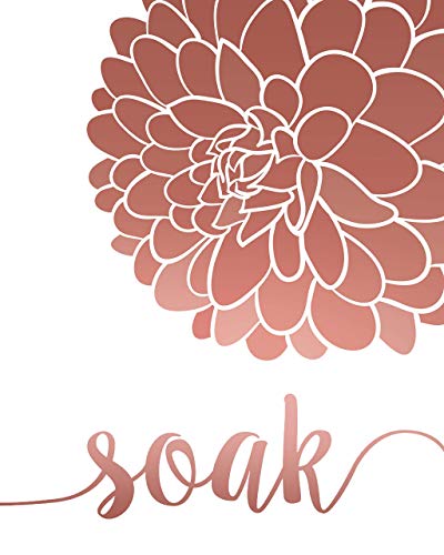 Relax Soak Unwind Breathe Rose Gold White Tone Flower Prints, 4 (8x10) Unframed Photos, Wall Art Decor Gifts Under 20 for Home Office Yoga Studio School College Student Teacher Garden Floral Fan