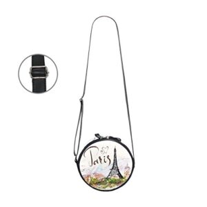 ALAZA Art Paris Eiffel Tower Painting Round Crossbody Bag Canvas Messenger Purse