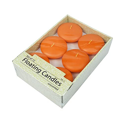 Zest Candle 12-Piece Floating Candles, 3-Inch, Orange