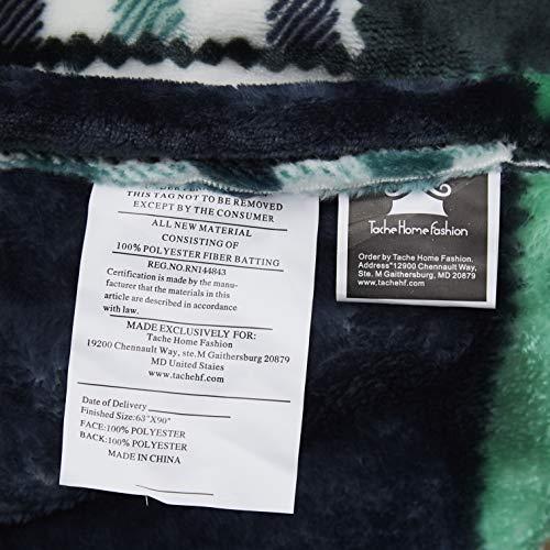 Tache Forest Green Farmhouse Super Soft Micro Fleece Plaid Patchwork Plush Lightweight Dual-Sided Decorative Couch, Sofa, Travel, Lap, Bed Throw Blanket, 50x60