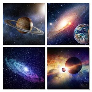 wieco art giclee canvas prints wall art space pictures for bedroom home decorations universal magic power modern 4 panels contemporary star sky pictures astronomy artwork