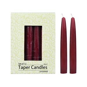 zest candle 12-piece taper candles, 6-inch, burgundy