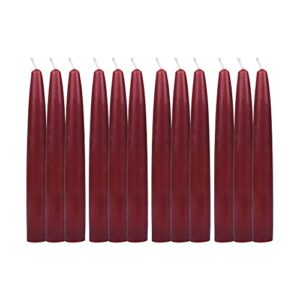 Zest Candle 12-Piece Taper Candles, 6-Inch, Burgundy