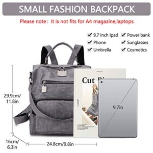 RAVUO Women Backpack Purse, Ladies PU Leather Casual Shoulder Bag mini Backpack Three Ways to Carry Grey