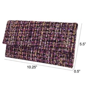 JNB Weaved Fabric Flat Clutch, Lavender