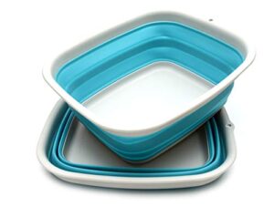 sammart set of 2 collapsible tub – 9.45l (2.49 gallon) – foldable dish tub – portable washing basin – space saving plastic washtub (2, bright blue)