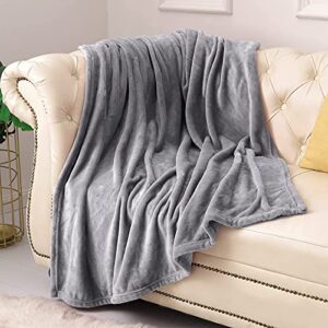 kmuset fleece blanket throw size grey lightweight super soft cozy luxury bed blanket microfiber factory shop