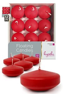 hyoola premium red floating candles 3 inch – 8 hour – 12 pack – european made