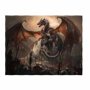 kksme 58 x 80 inch war with the dragon on castle soft throw blanket for bed couch sofa lightweight travelling camping throw size for kids boys women all season
