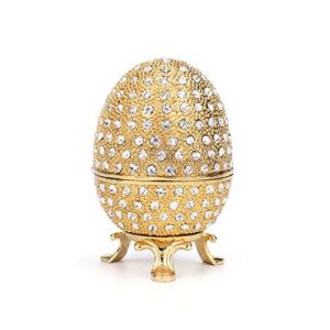 qifu faberge egg style hand painted hinged jewelry trinket box, unique ornament for home decor, great gift idea for family