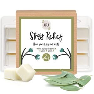 aira soy wax melt – organic, vegan, kosher, scented soy wax cubes w/ essential oil blends – no chemical 100% soy wax melts for electric/tealight melters – hand-poured soy tarts – stress relief -2 pack