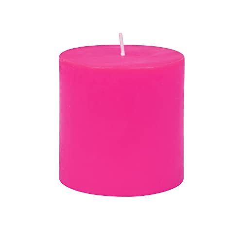 Zest Candle Pillar Candle, 3 by 3-Inch, Hot Pink