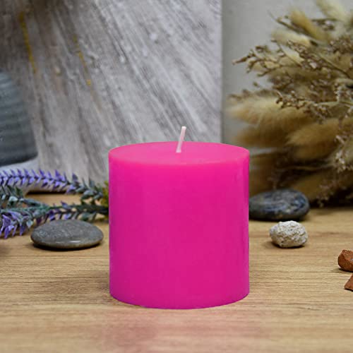 Zest Candle Pillar Candle, 3 by 3-Inch, Hot Pink