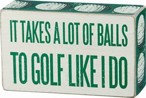 primitives by kathy box sign-lot of balls, 5×3 inches, white, teal