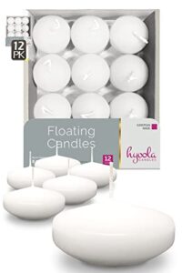 hyoola premium white floating candles 3 inch – 8 hour – 12 pack – european made