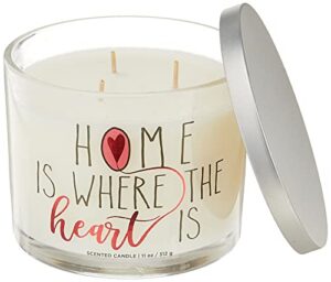 aromascape pt41417 “home is where the heart is” 3-wick scented candle (brown sugar pecan, cinnamon bark, and nutmeg), 11-ounce , white