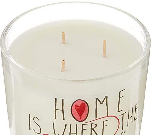 Aromascape PT41417 "Home is Where the Heart Is" 3-Wick Scented Candle (Brown Sugar Pecan, Cinnamon Bark, and Nutmeg), 11-Ounce , White