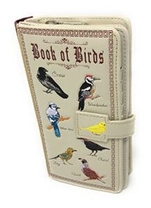shag wear bird wallet for women 7″ (book of birds beige)