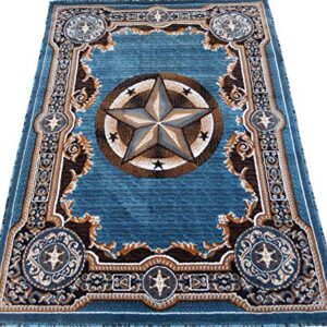 KJGRUG Texas Stars Cowboy Western - Colors (5' x 7', Royal Blue)