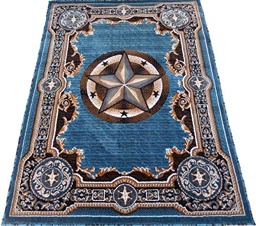 KJGRUG Texas Stars Cowboy Western - Colors (5' x 7', Royal Blue)