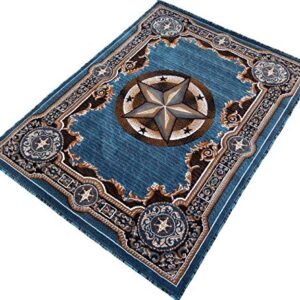 KJGRUG Texas Stars Cowboy Western - Colors (5' x 7', Royal Blue)