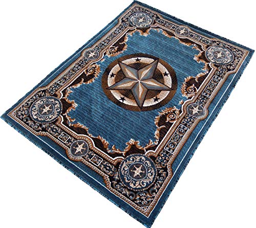 KJGRUG Texas Stars Cowboy Western - Colors (5' x 7', Royal Blue)