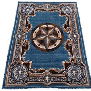 KJGRUG Texas Stars Cowboy Western - Colors (5' x 7', Royal Blue)