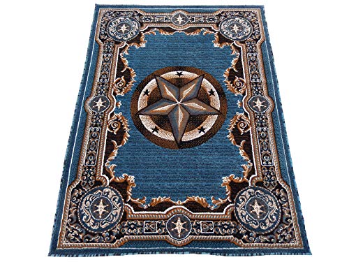 KJGRUG Texas Stars Cowboy Western - Colors (5' x 7', Royal Blue)