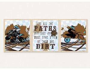 silly goose gifts dirt bike motorcycle atv themed bedroom room wall decor art prints blue brown