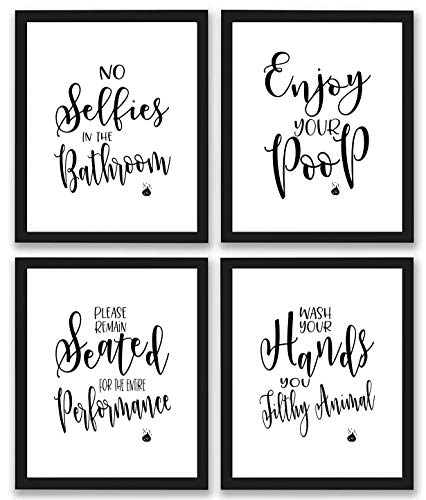 TheNameStore Bathroom Quotes and Sayings Art Prints | Set of Four Photos 8x10 Unframed | Great Gift for Bathroom Decor