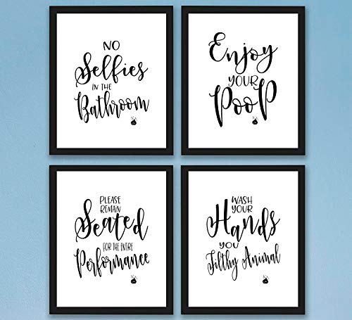 TheNameStore Bathroom Quotes and Sayings Art Prints | Set of Four Photos 8x10 Unframed | Great Gift for Bathroom Decor