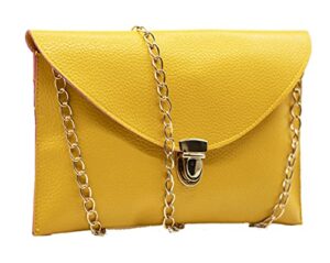 amaze fashion women handbag shoulder bags envelope clutch crossbody satchel tote purse leather lady bag (yellow)