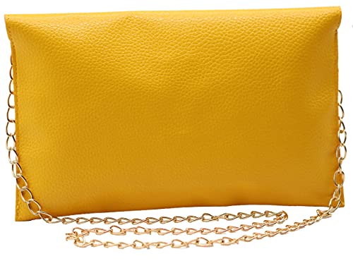 AMAZE Fashion Women Handbag Shoulder Bags Envelope Clutch Crossbody Satchel Tote Purse Leather Lady Bag (Yellow)