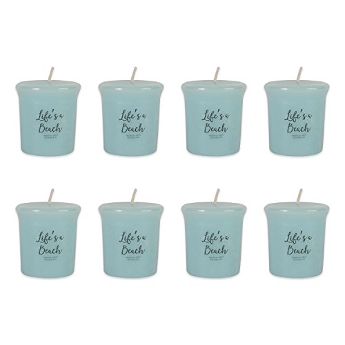 Home Traditions Single Wick Evenly Burning Highly Scented Votive Candle, Set of 8 (1.8 Oz Each) for Wedding, Birthday, Holiday, & Home Décor - Lifes A Beach