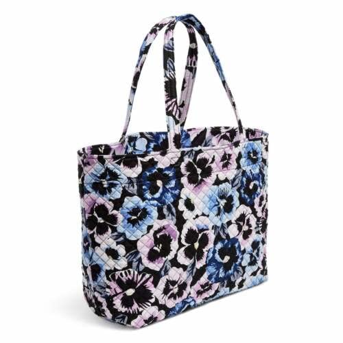 Vera Bradley Women's Cotton Grand Tote Bag, Plum Pansies - Recycled Cotton, One Size