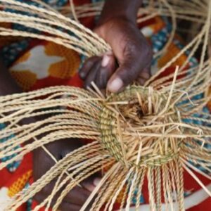 Fair Trade Ghana Bolga African Dye- Free Medium Yikene Tote 12-15" Across, 67643