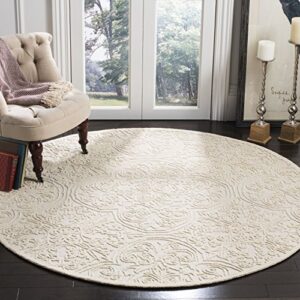 safavieh trace collection 6′ round ivory trc101c handmade premium wool area rug