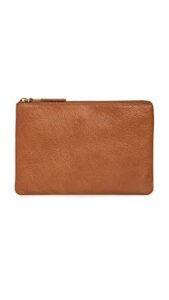 madewell women’s the leather pouch clutch, english saddle, tan, brown, one size