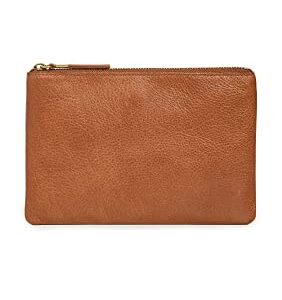 Madewell Women's The Leather Pouch Clutch, English Saddle, Tan, Brown, One Size