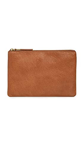 Madewell Women's The Leather Pouch Clutch, English Saddle, Tan, Brown, One Size