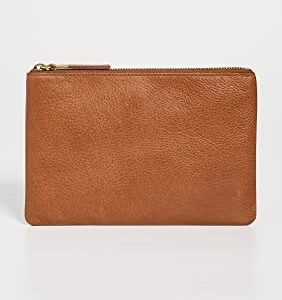 Madewell Women's The Leather Pouch Clutch, English Saddle, Tan, Brown, One Size