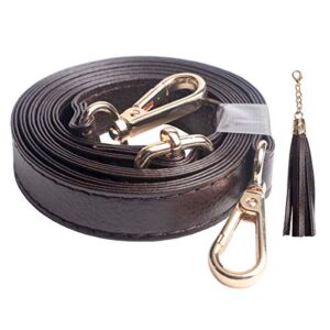 beaulegan purse strap replacement – full grain microfiber leather – 59 inch long adjustable for crossbody shoulder bag – 0.7 inch wide, dark brown/gold