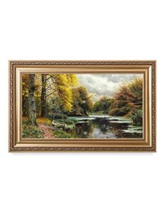 decorarts – river landscape 1903, by peder mork monsted oil painting reproductions. giclee print stretched framed size: 36×22