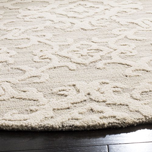 SAFAVIEH Blossom Collection 6' Round Grey/Ivory BLM104A Handmade Premium Wool Area Rug